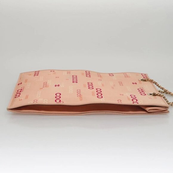 CHANEL Chain COCO Tote Bag Canvas Pink Gold CC Auth 105536 - Picture 4 of 16